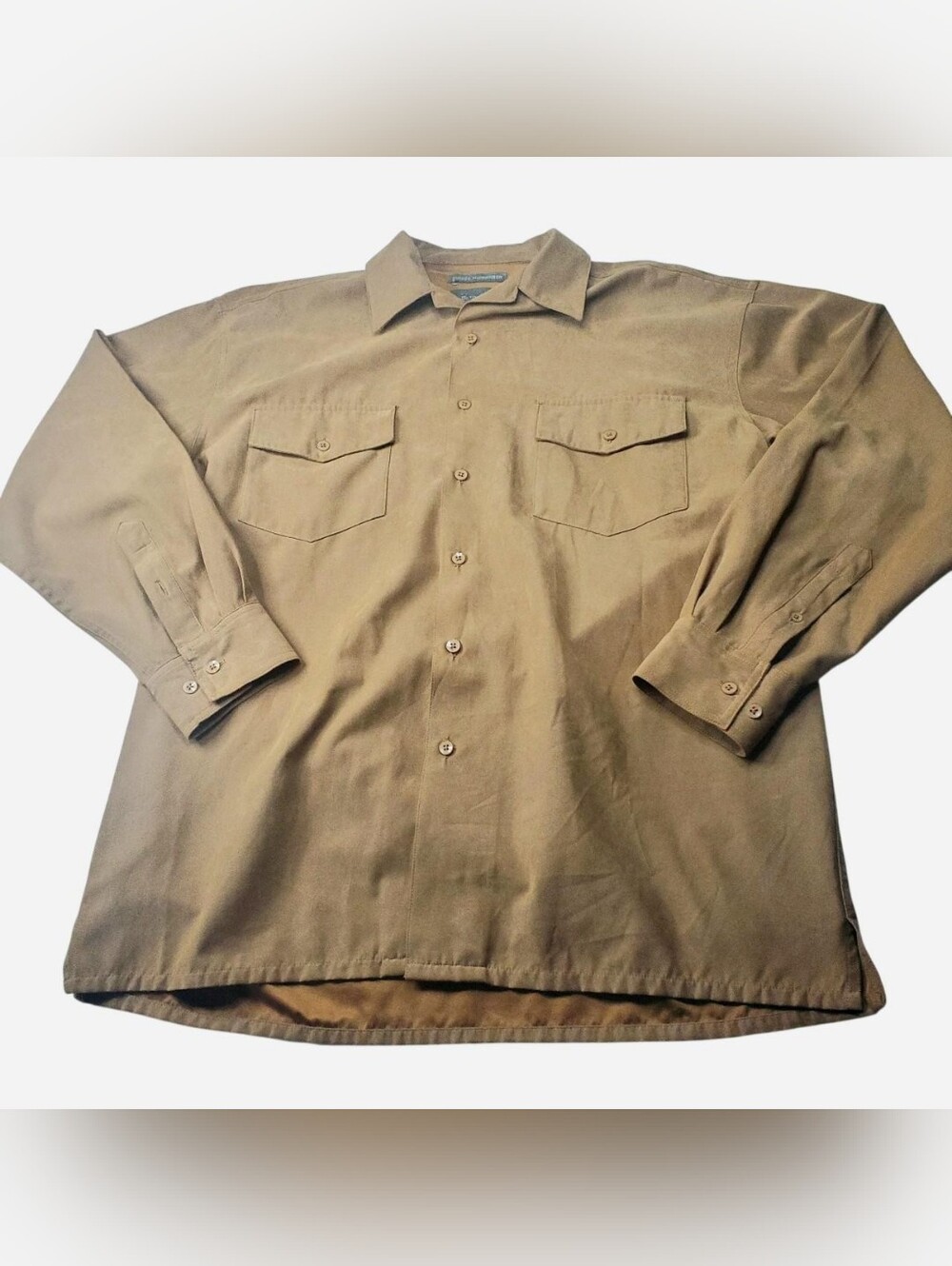Vtg Bruno Sueded Button Down Shirt Mens Medium Brown Tan Microfiber Workwear